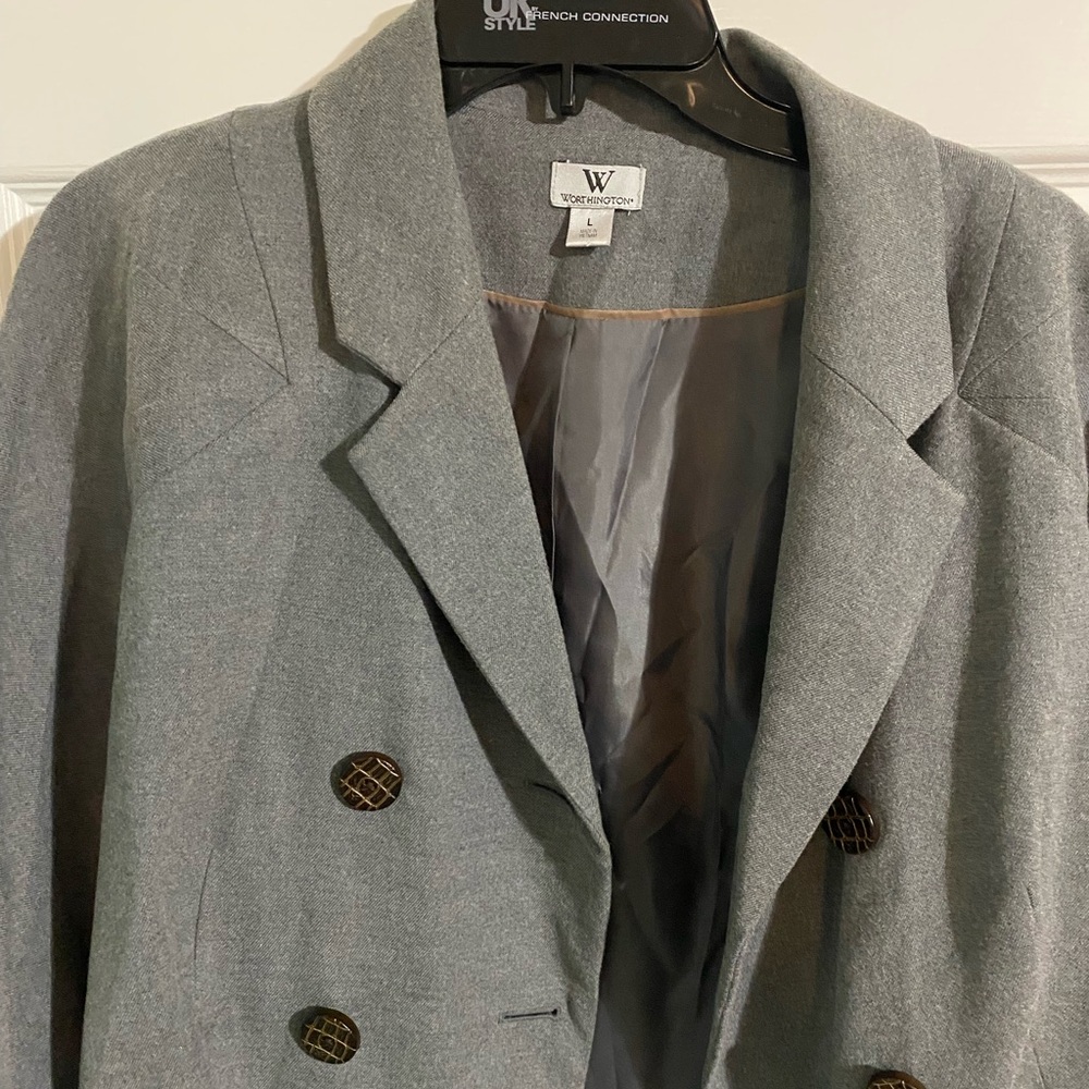 Women's Gray Double-Breasted Blazer - Picture 4 of 7